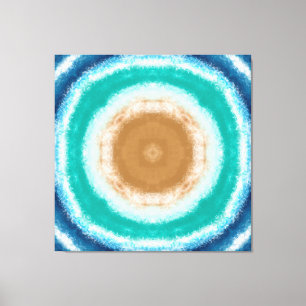 Round Ocean Waves Teal and Turquoise   Canvas Print