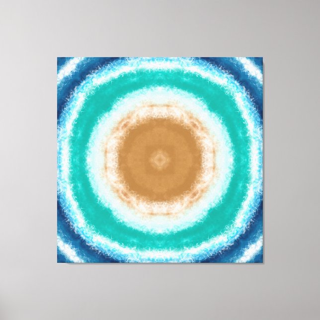 Round Ocean Waves Teal and Turquoise   Canvas Print (Front)