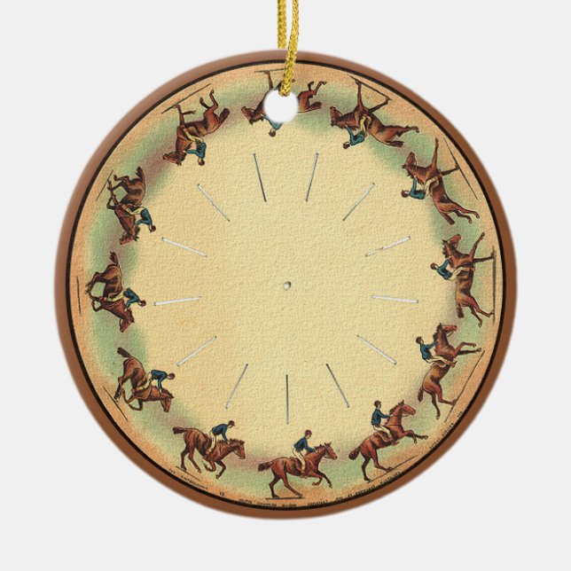 Round of Cantering Horse Ceramic Tree Decoration (Front)
