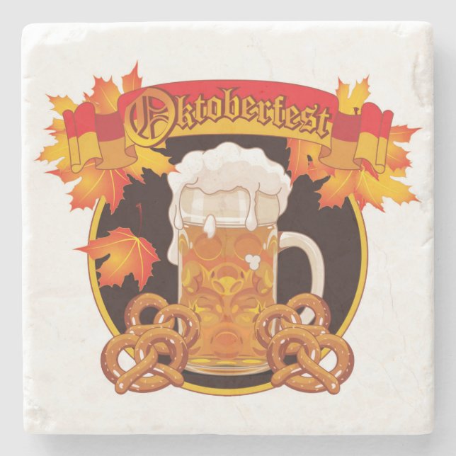 Round Oktoberfest Celebration Design Stone Coaster (Front)