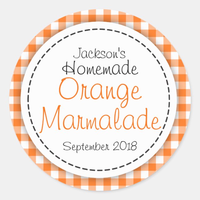 Round Orange Marmalade jam jar food label (Front)