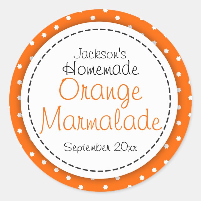 Round Orange Marmalade jam jar food label (Front)