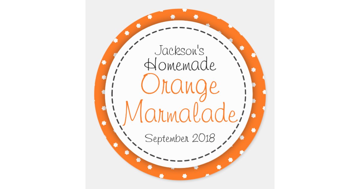 Round Orange Marmalade jam jar food label Round Sticker Zazzle