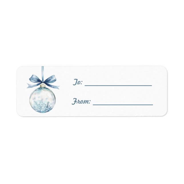 Round Ornament with Blue Bow Christmas  (Front)
