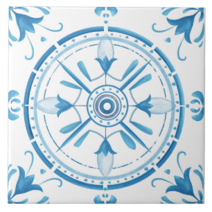 Round,ornate ,Spanish tile ,mediterranean