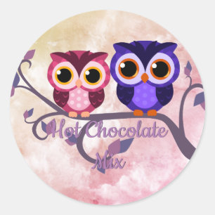Round Owls Hot Chocolate Label