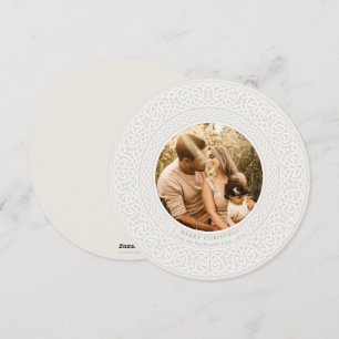 Round Oyster + Off White Celtic Holiday Photo Card