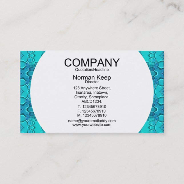 Round Panel - Aqua Blue Fest Business Card (Front)
