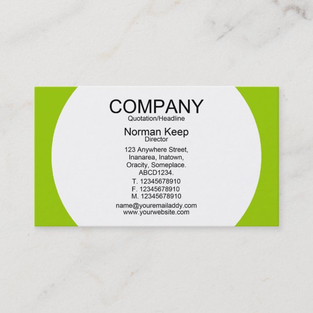 Round Panel - White with Green 99CC00 Business Card (Front)