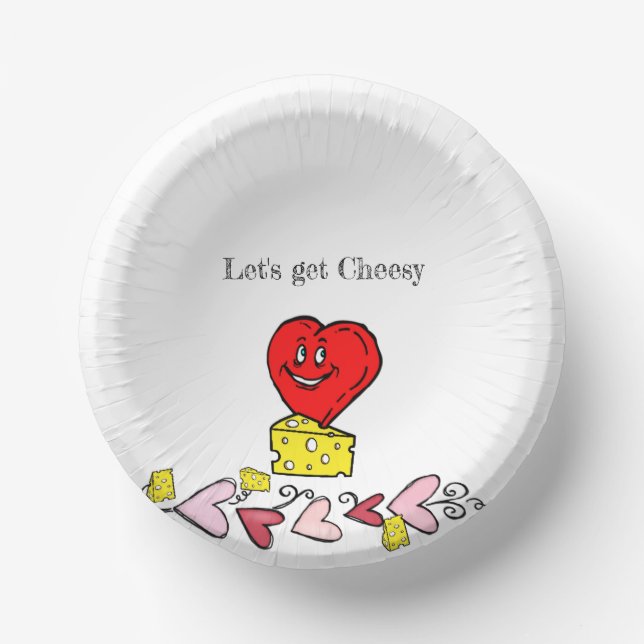 Round Paper Plate Cheesy Red Hearts  (Front)