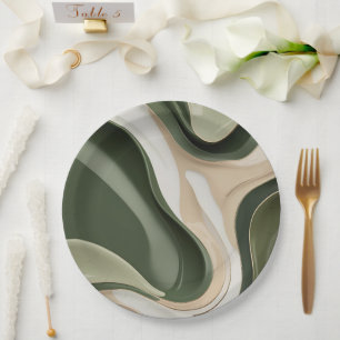 Round paper plate in stylish abstract graphic