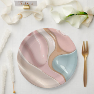 Round paper plate in stylish abstract graphic
