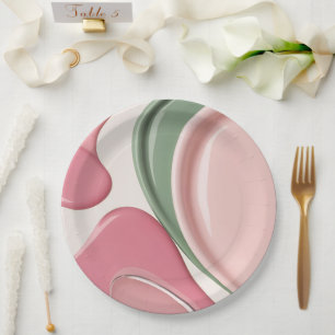 Round paper plate in stylish abstract graphic