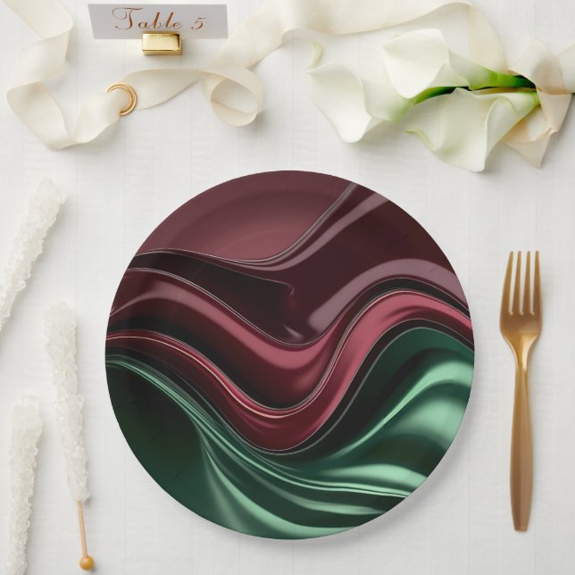 Round paper plate in stylish abstract graphic (Wedding)