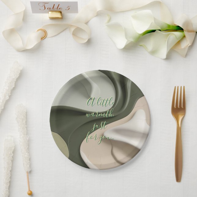 Round paper plate in stylish graphic (Wedding)