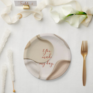 Round paper plate in stylish graphic