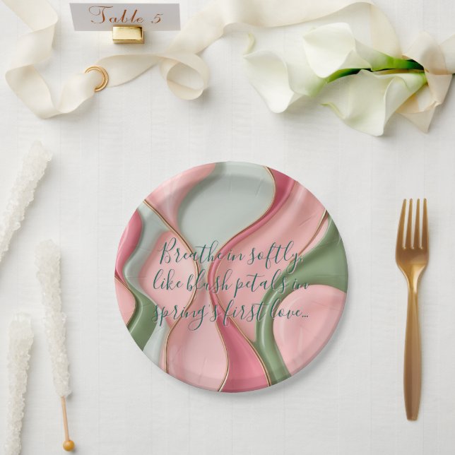 Round paper plate in stylish graphic (Wedding)