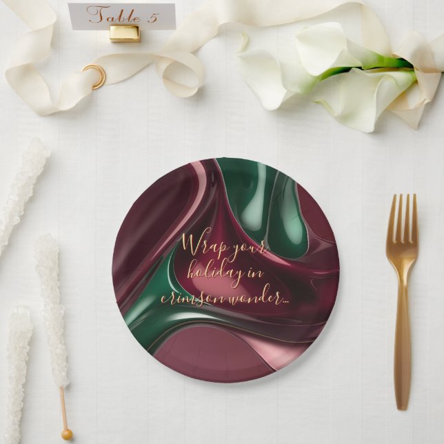 Round paper plate in stylish graphic (Wedding)