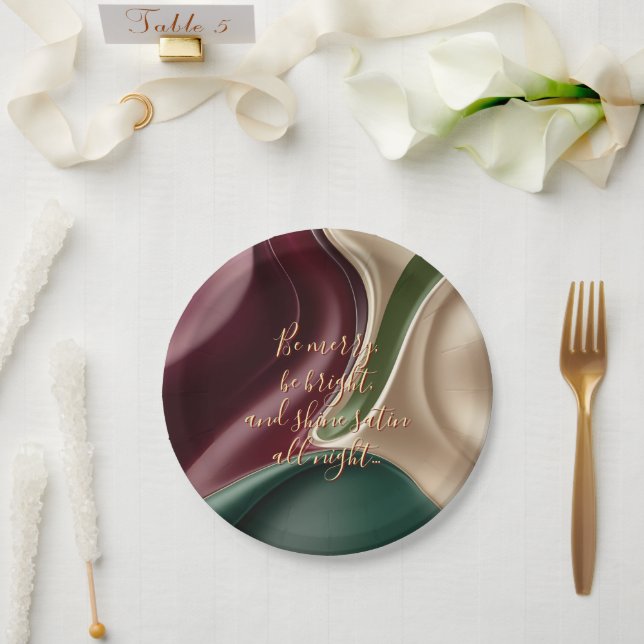 Round paper plate in stylish graphic (Wedding)