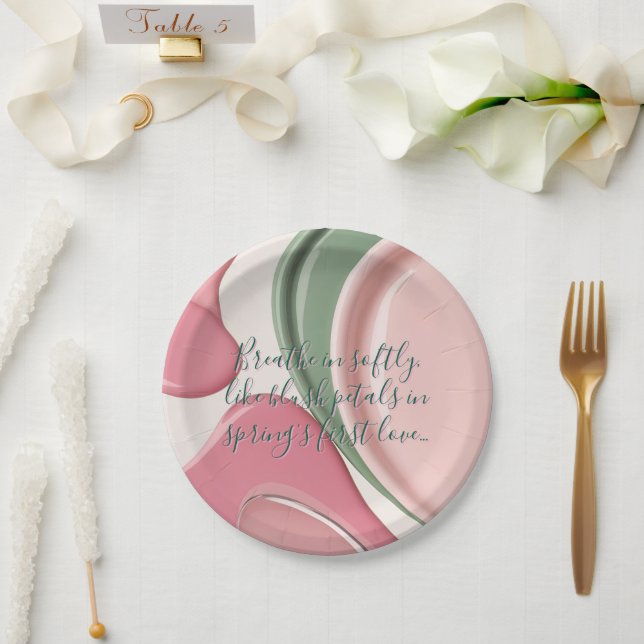 Round paper plate in stylish graphic (Wedding)