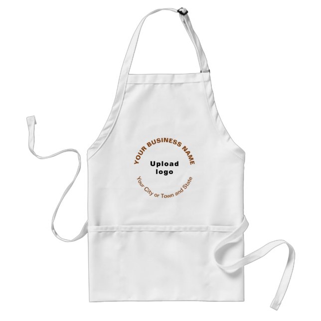 Round Pattern Brown Texts Business Brand on Apron (Front)