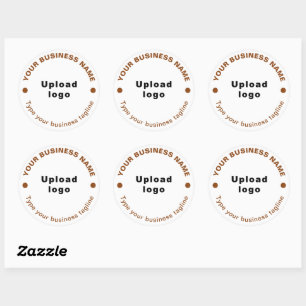 Round Pattern Brown Texts Tagline on White Sticker