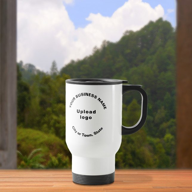 Round Pattern Business Brand Black Colour Texts on Travel Mug (Creator Uploaded)