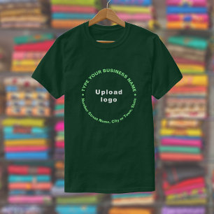 Round Pattern Business Brand Text on Forest Green T-Shirt