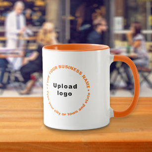 Round Pattern Business Brand Texts on Orange Combo Mug