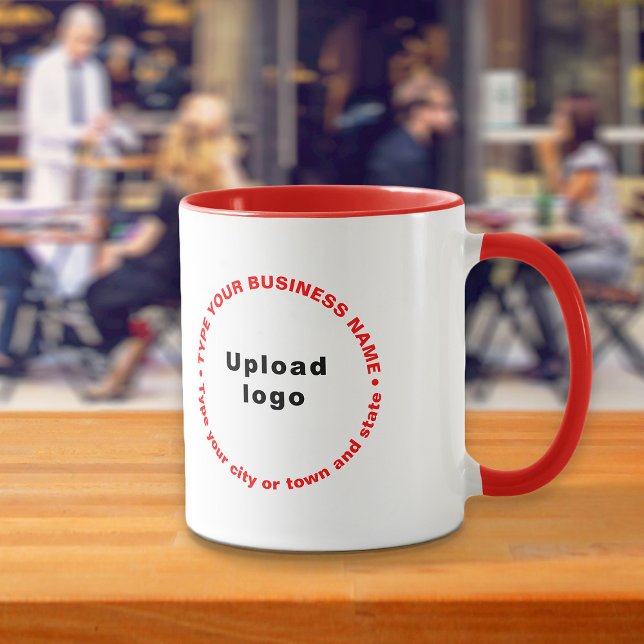 Round Pattern Business Brand Texts on Red Combo Mug (Build brand name awareness. Round pattern business brand texts on red combo mug.)
