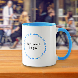 Round Pattern Business Texts on Light Blue Combo Mug