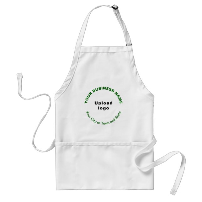 Round Pattern Green Texts Business Brand on Apron (Front)