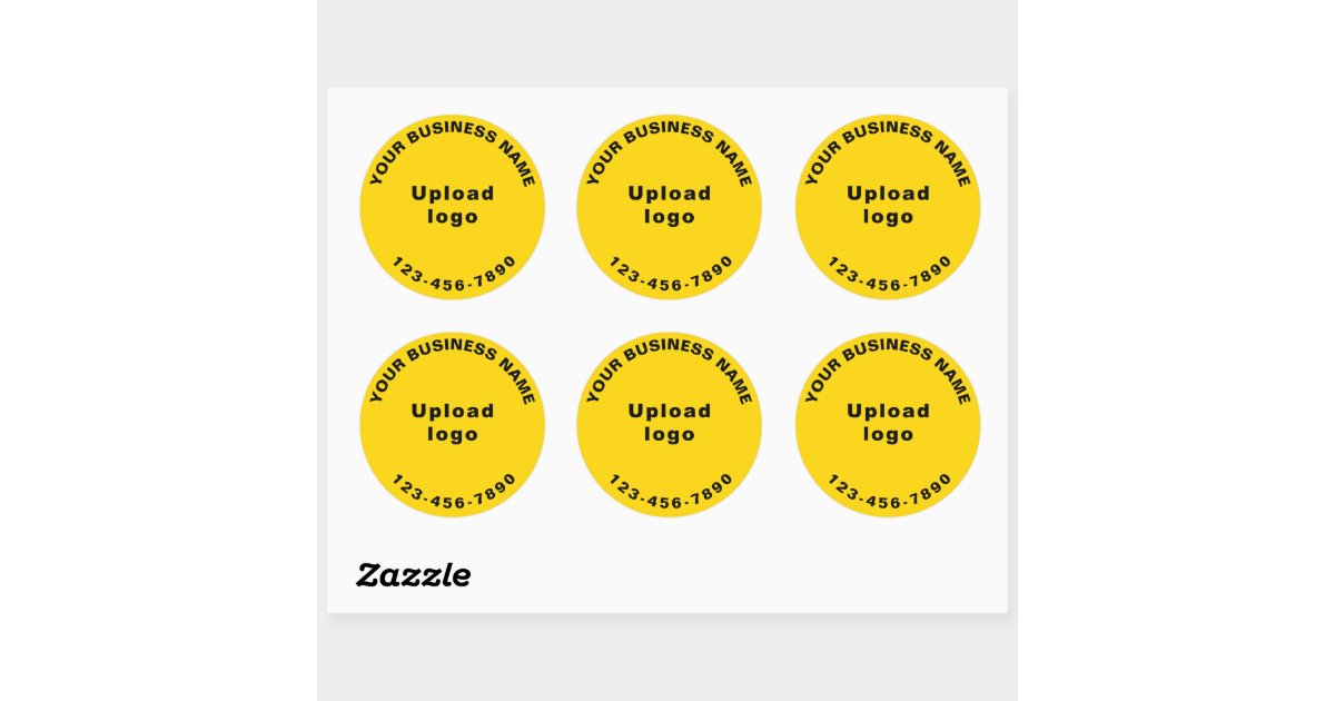 Round Pattern Phone Number Texts on Yellow Sticker | Zazzle