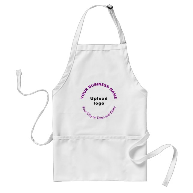 Round Pattern Purple Texts Business Brand on Apron (Front)