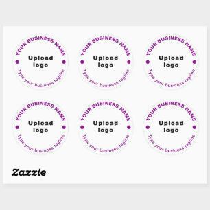 Round Pattern Purple Texts Tagline on White Classic Round Sticker