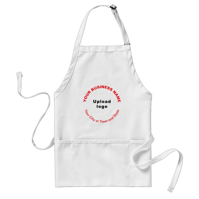 Round Pattern Red Texts Business Brand on Apron (Front)
