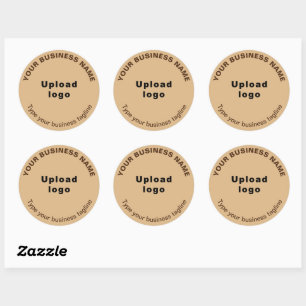 Round Pattern Tagline Texts on Light Brown Sticker
