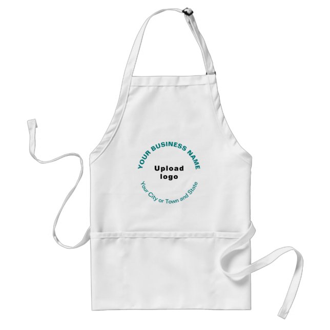 Round Pattern Teal Green Texts of Brand on Apron (Front)