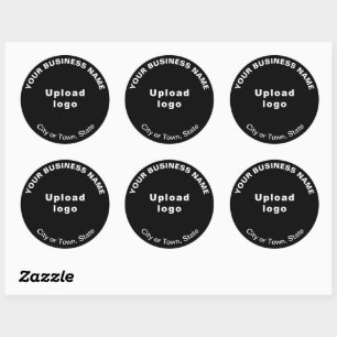 Round Pattern Texts Business Brand on Black Classic Round Sticker