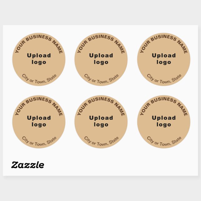 Round Pattern Texts Business Brand on Light Brown Classic Round Sticker (Sheet)