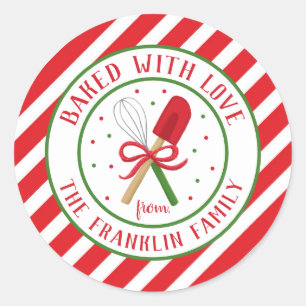 Round Personalised Holiday Baked with Love  Classic Round Sticker