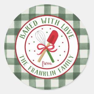 Round Personalised Holiday Baked with Love  Classic Round Sticker