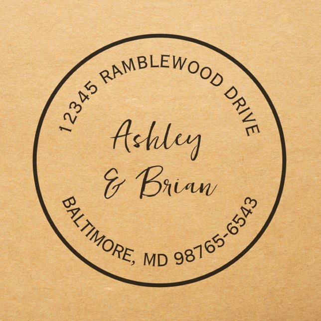 Round Personalised Return Address Wedding Self-inking Stamp (Creator Uploaded)