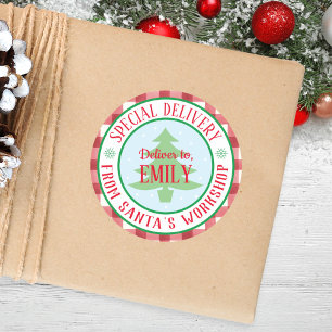 Round Personalised Special Delivery Christmas Classic Round Sticker