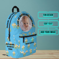 Round Photo and Text Blue Pacifiers Baby
