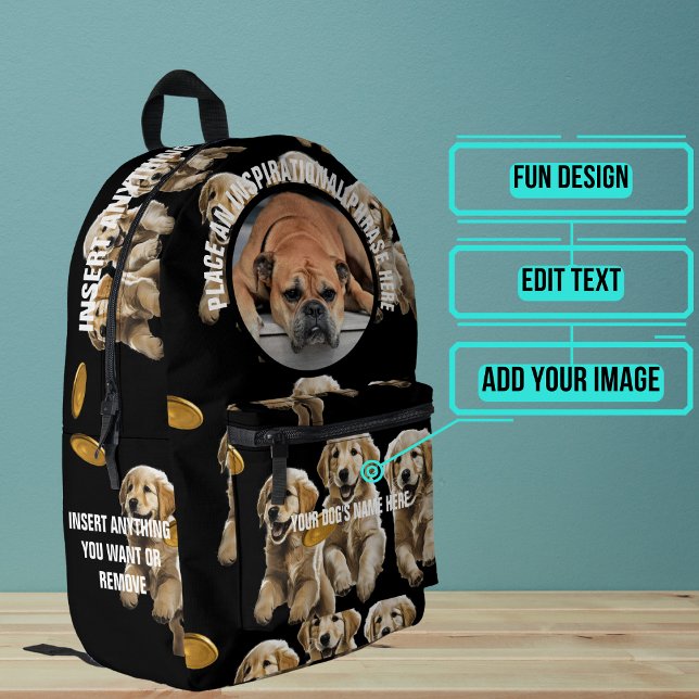 Round Photo and Text Dogs with Frisbees Printed Backpack (Please enjoy our backpack)