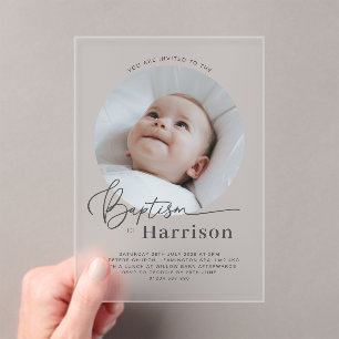 Round Photo Baptism Invitation
