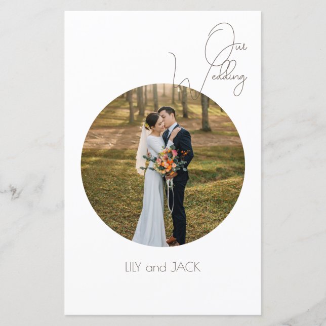 Round Photo Minimalist wedding program (Front)