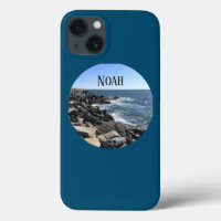 Round Photo of Atlantic Ocean Rocky Shore Blue