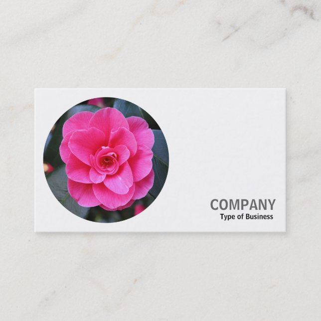 Round Photo - Pink Camellia Business Card (Front)